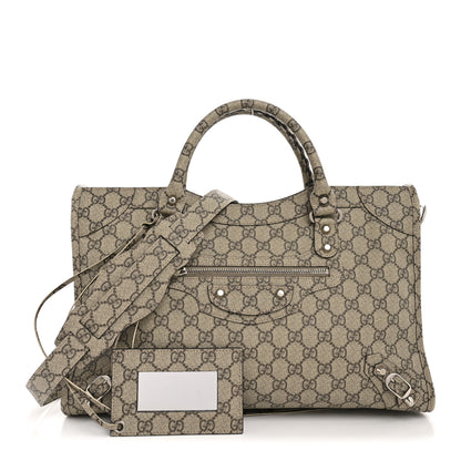 Balenciaga X GUCCI GG Supreme Monogram Neo Classic Silver Hardware City Beige Ebony 3 of 11