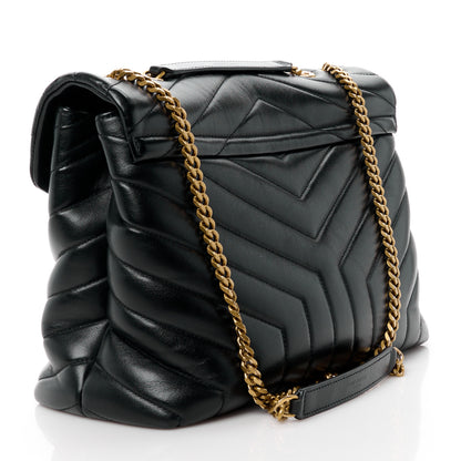 Saint Laurent SAINT LAURENT Calfskin Y Quilted Monogram Medium Loulou Chain Satchel Black 3 of 11