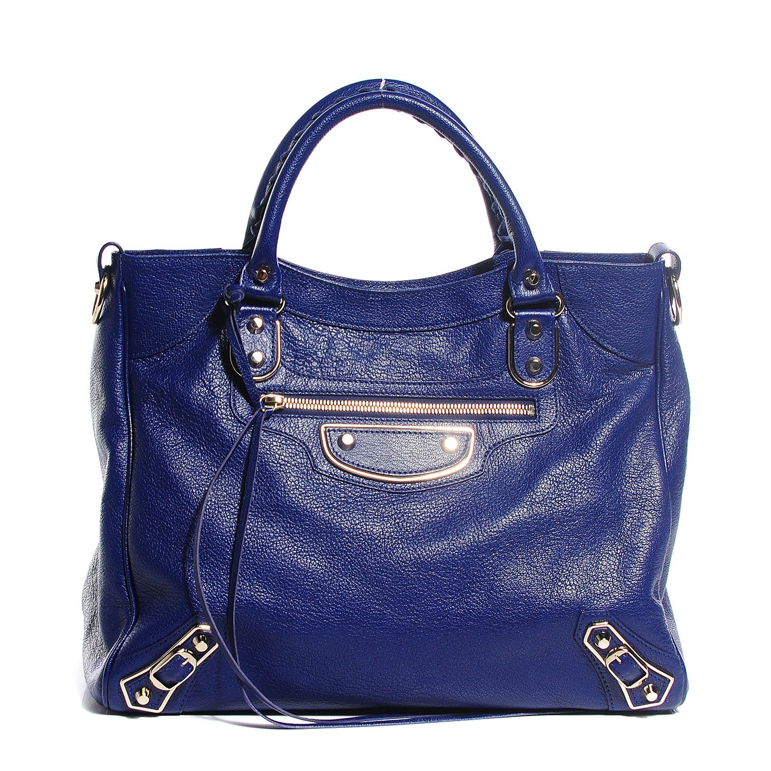 Balenciaga Chevre Gold Metallic Edge Hardware Velo Bleu Roi 1 of 14