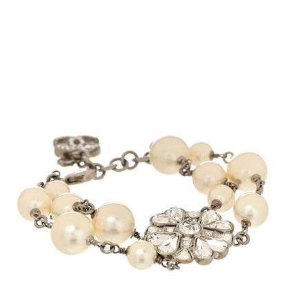 Chanel Pearl Crystal CC Bracelet Silver 1 of 5