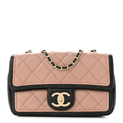 Chanel Lambskin Quilted Small Graphic Flap Beige Black 1 of 11