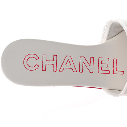 Chanel Jersey Knit CC Mules White 37 Fuchsia 8 of 13