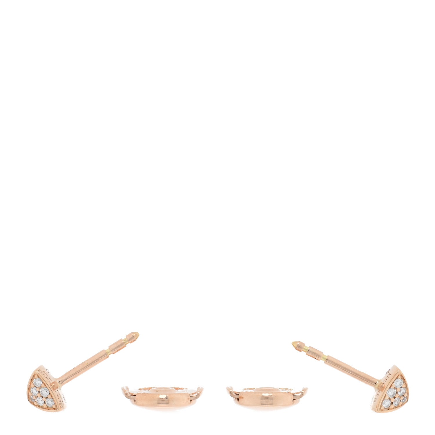 Hermes 18K Rose Gold Diamond Clou d'H Stud Earrings 3 of 5