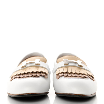 Hermes Goatskin Womens Royal Loafers 38 Multicolor White 2 of 9