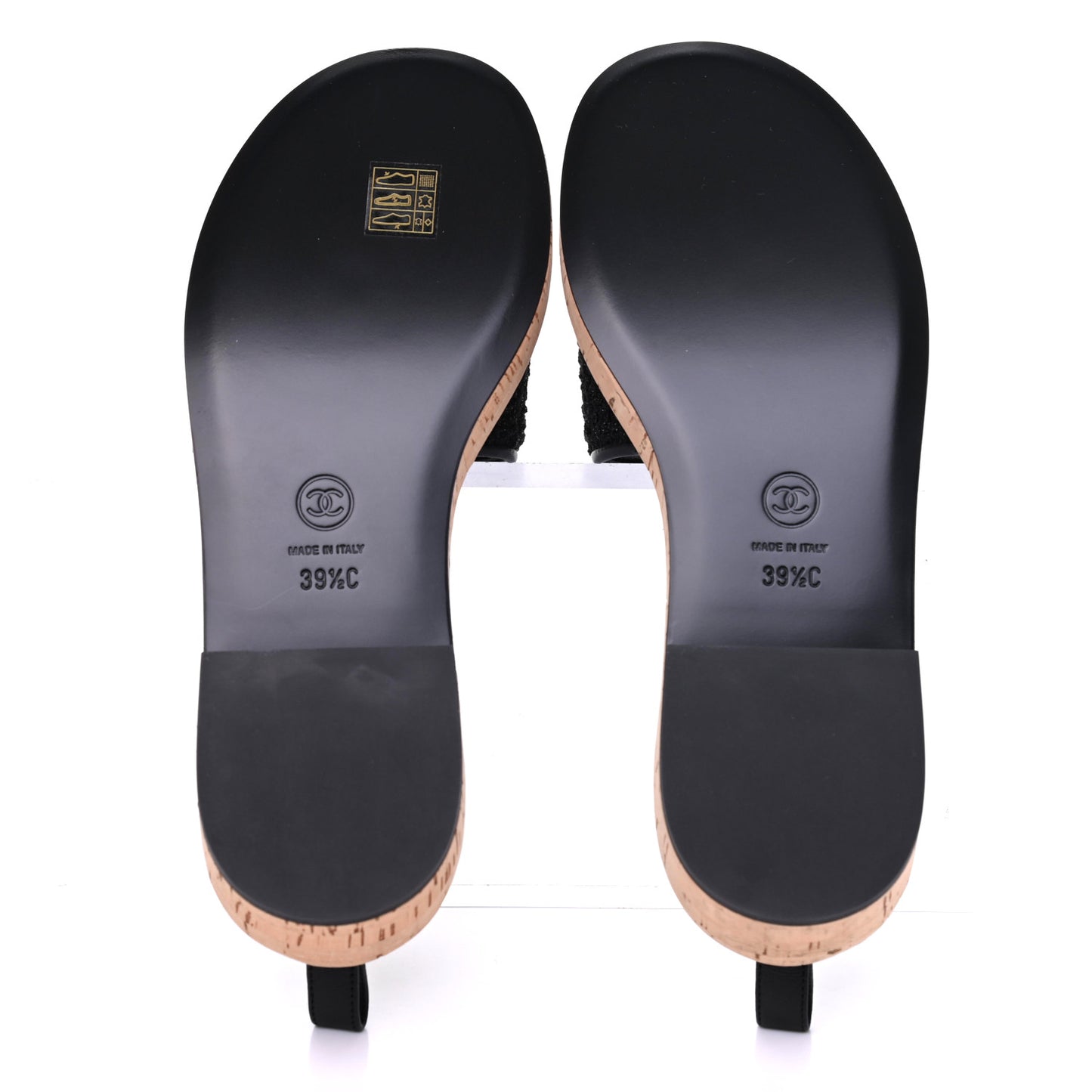 Tweed Cork CC Chain Mule Sandal 39.5 Black