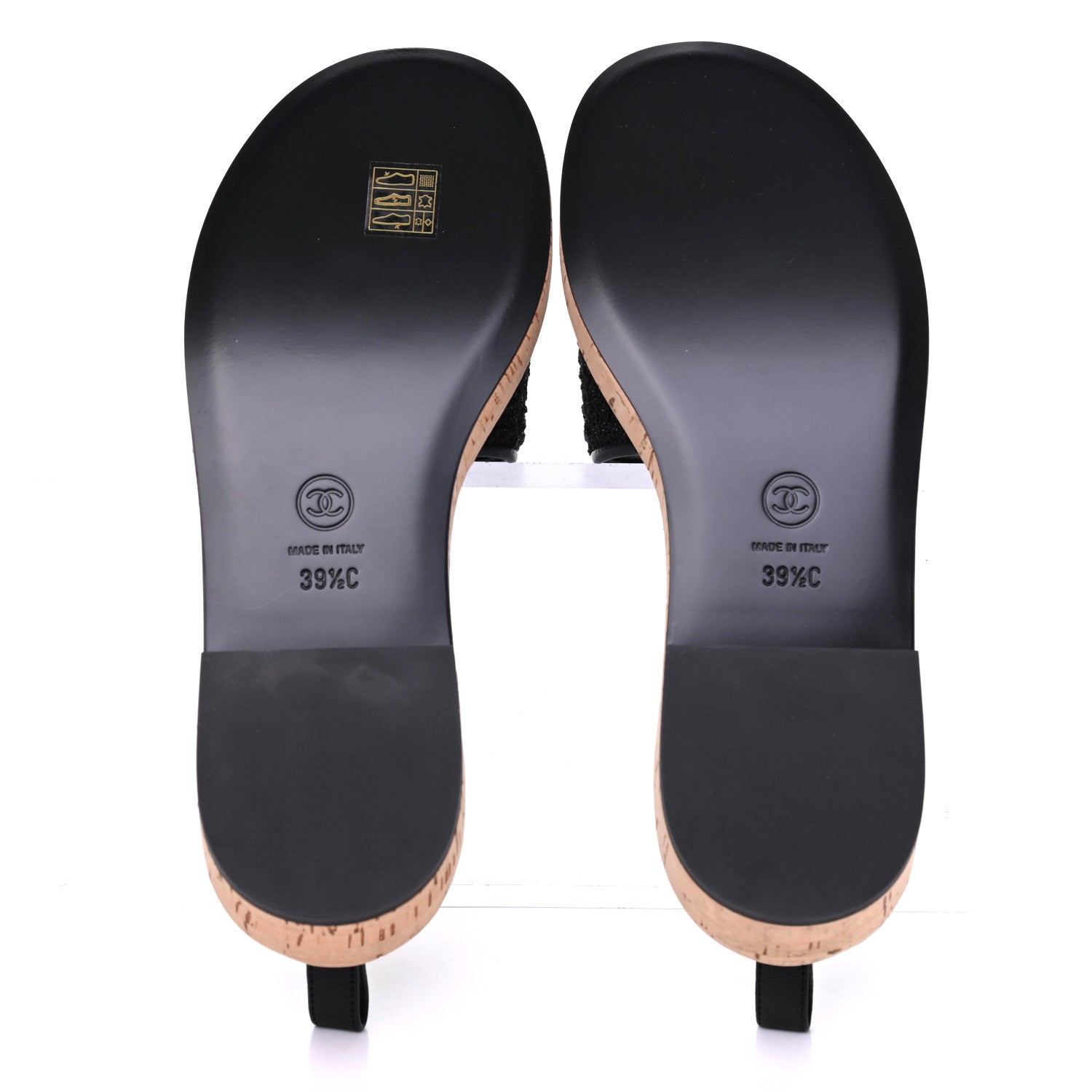 Chanel Tweed Cork CC Chain Mule Sandal 39.5 Black 5 of 9