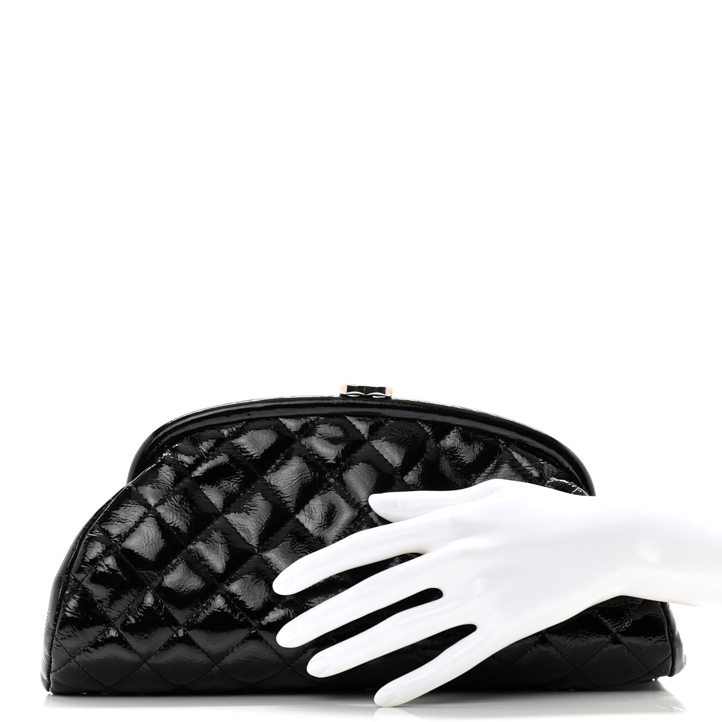 Distressed Patent Quilted Timeless Black