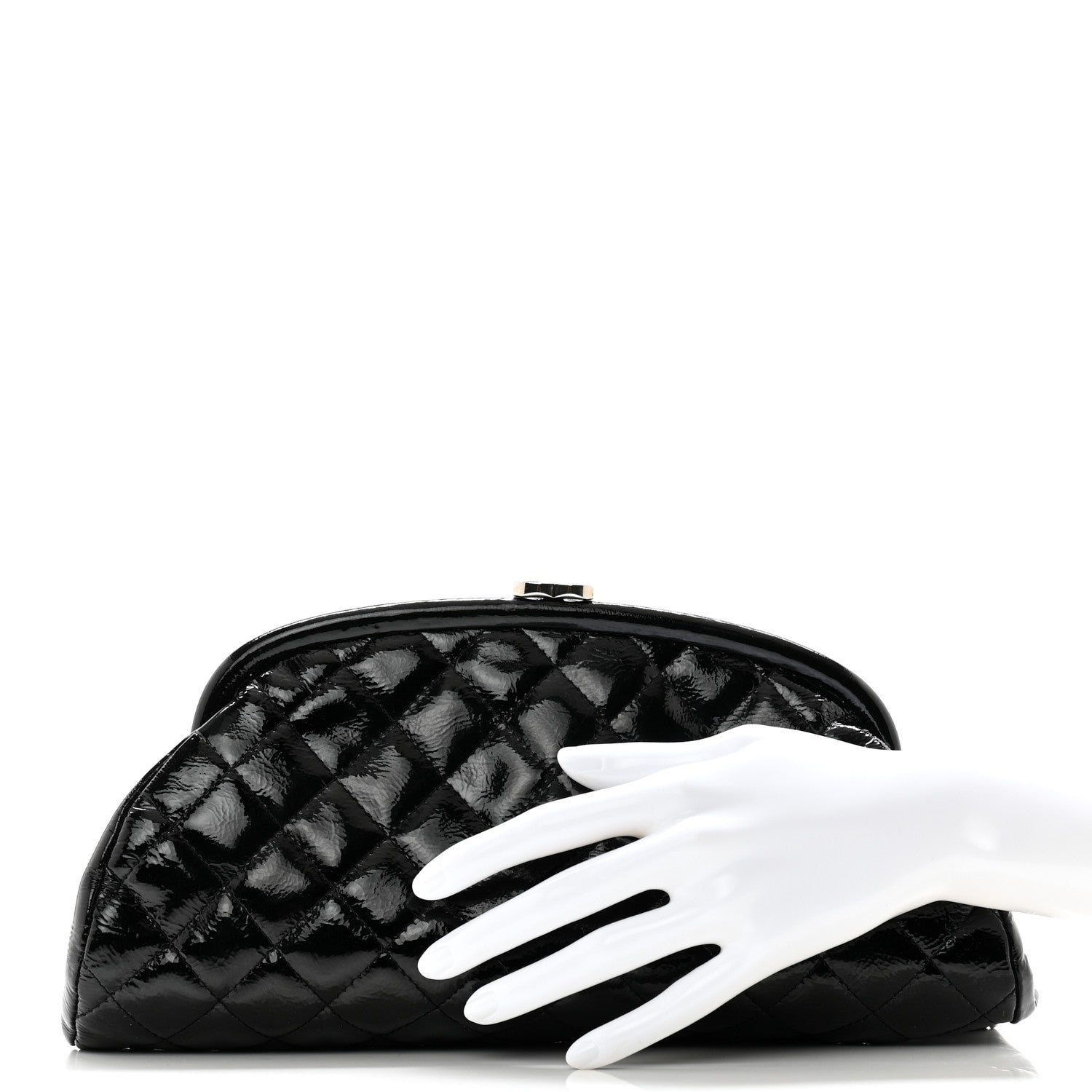 Chanel Distressed Patent Quilted Timeless Black 2 of 8