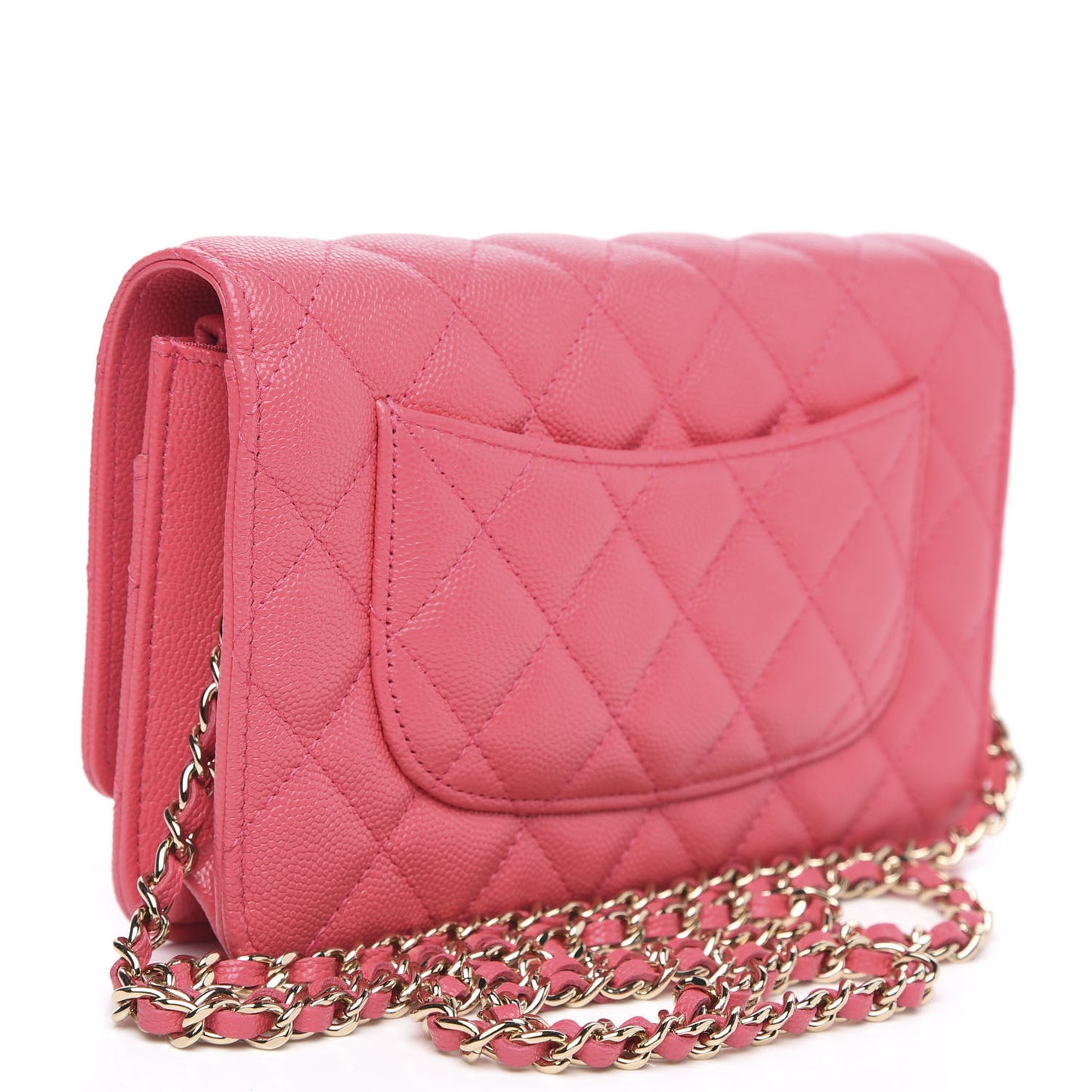 Caviar Quilted French New Wave Chain CC Wallet On Chain WOC Pink