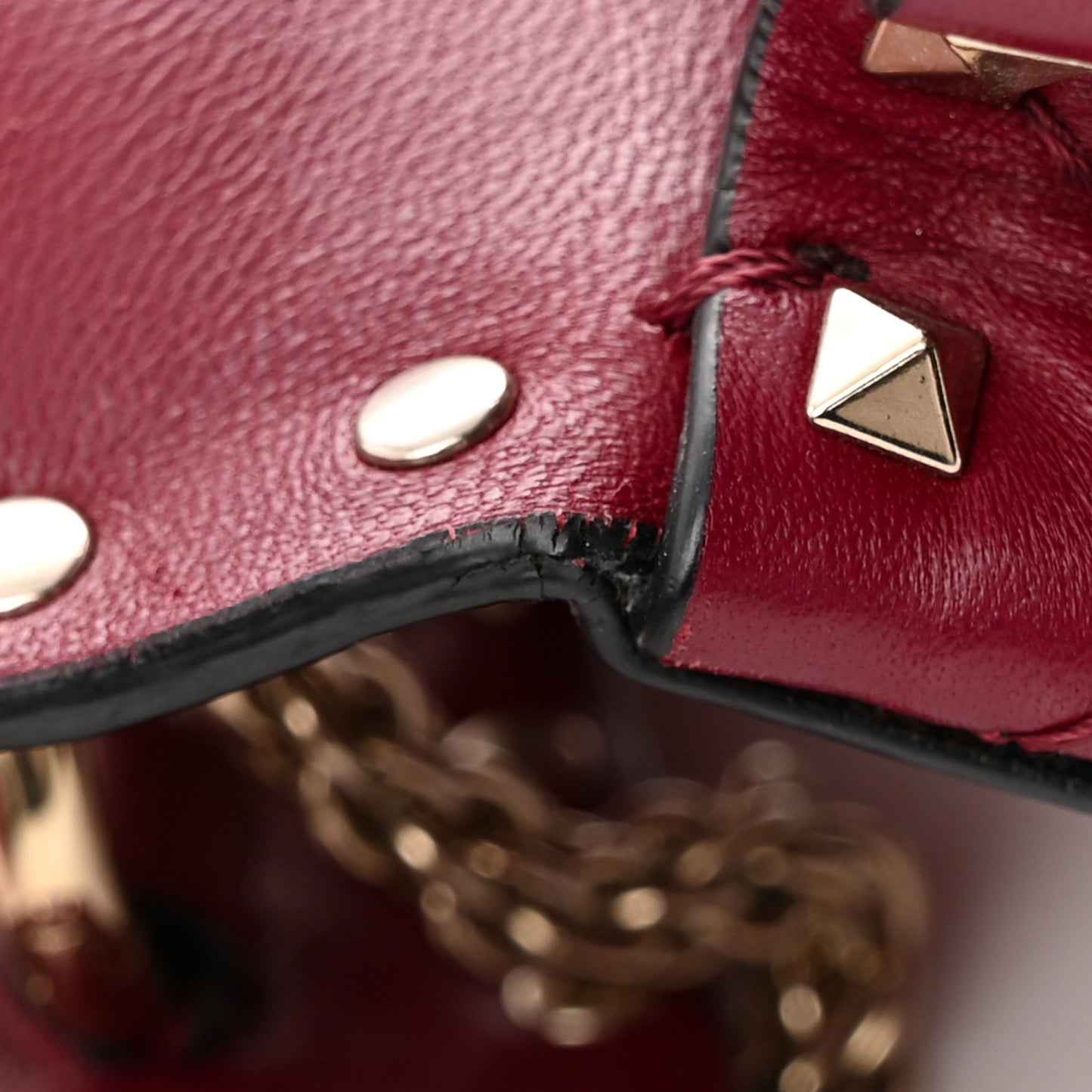 Nappa Small Rockstud Spike Shoulder Bag Rubino