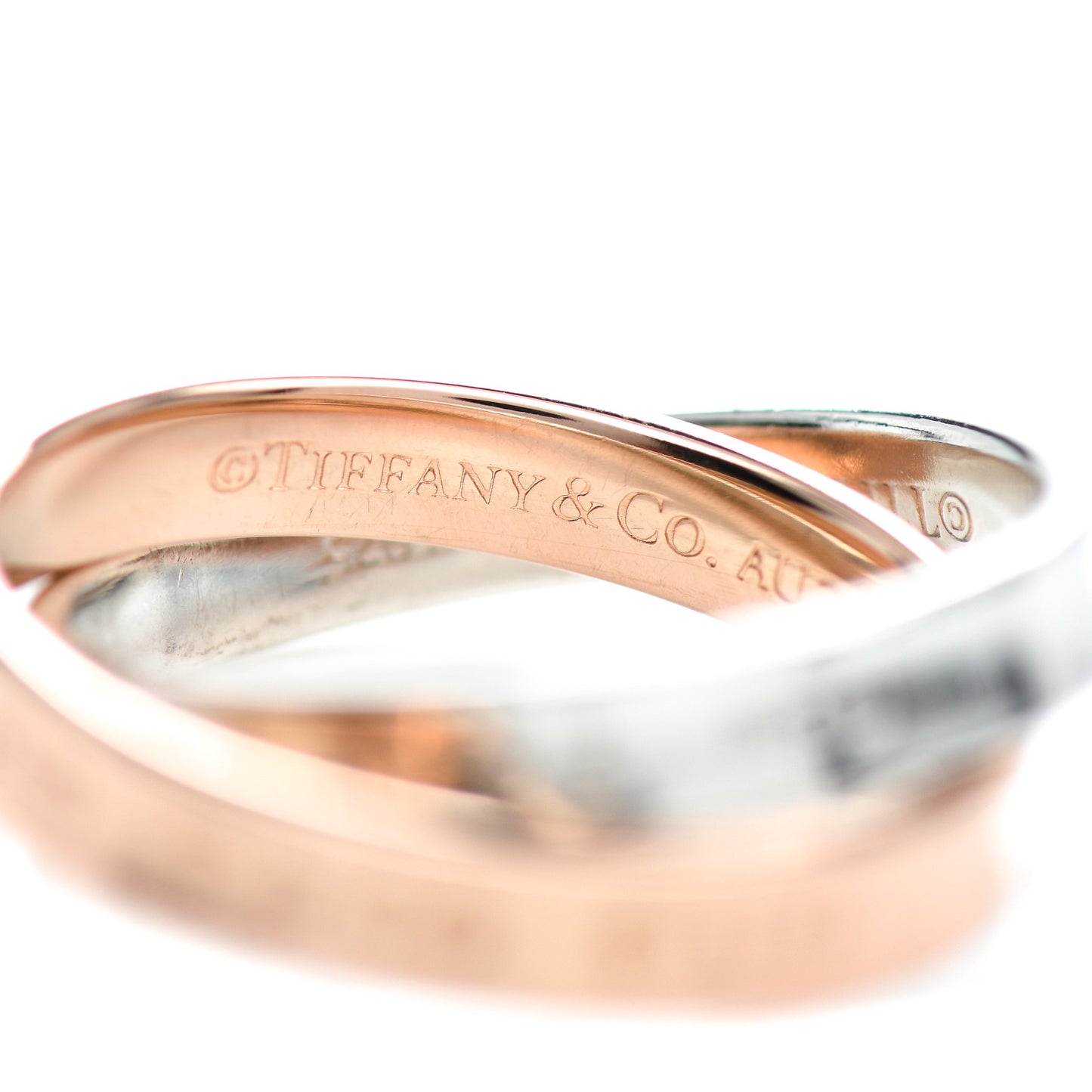 18K Rose Gold Sterling Silver 1837 Interlocking Circles Ring 54 6.75