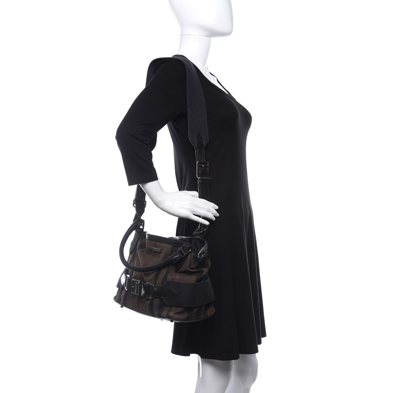 Burberry Calfskin House Check Medium Brecon Tote Black 2 of 12