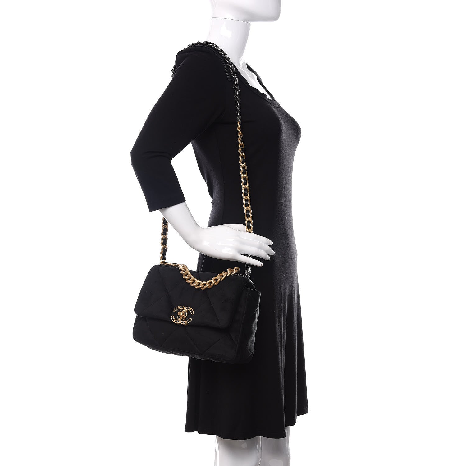 Chanel Velvet Quilted Medium 19 Flap Black 2 of 11