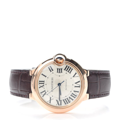 Cartier 18K Pink Gold Alligator 36mm Ballon Bleu De Cartier Automatic Watch 2 of 7