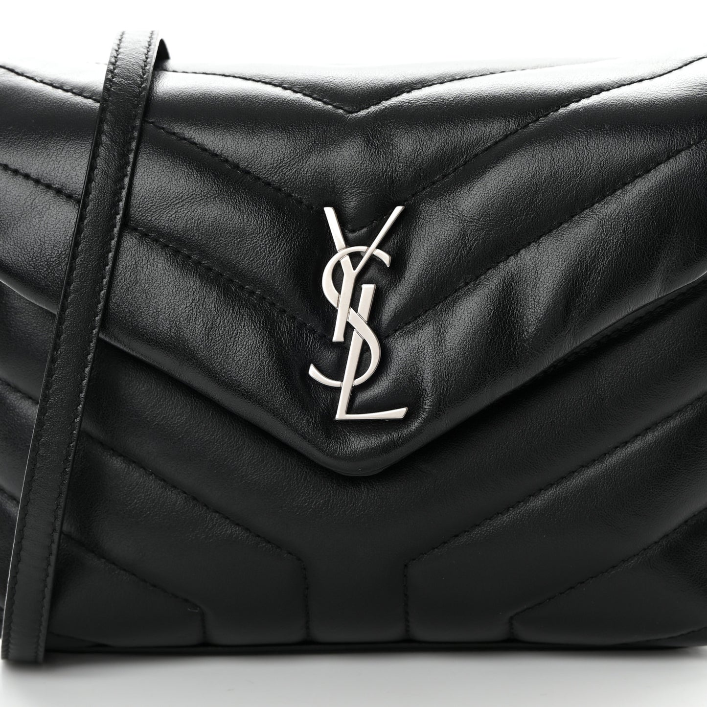 Calfskin Y Quilted Monogram Toy Loulou Crossbody Bag Black