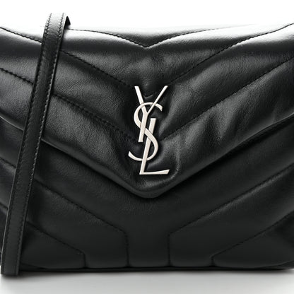 Saint Laurent Calfskin Y Quilted Monogram Toy Loulou Crossbody Bag Black 8 of 14