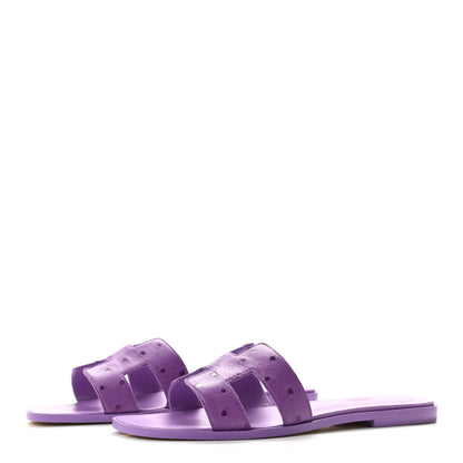 Hermes Ostrich Oran Sandals 40 Violet 3 of 8