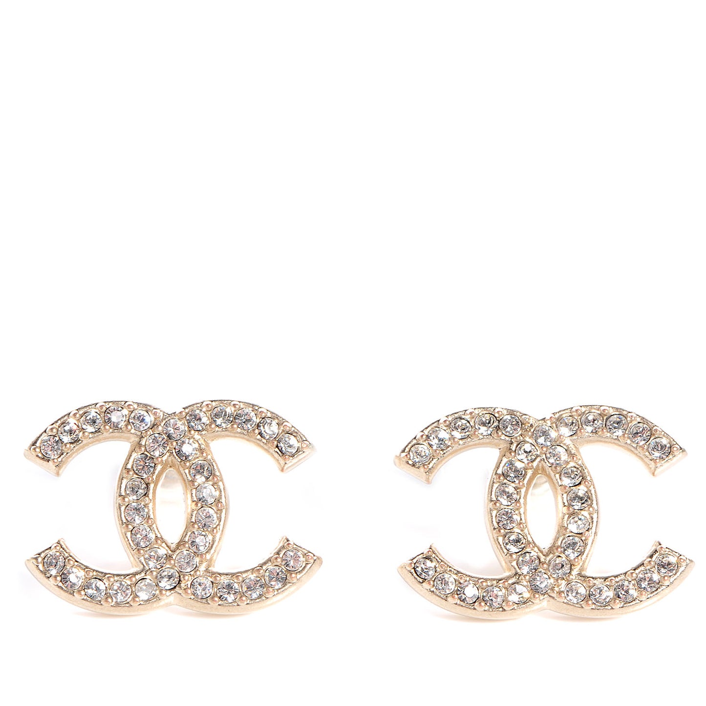 Crystal CC Earrings Brushed Gold
