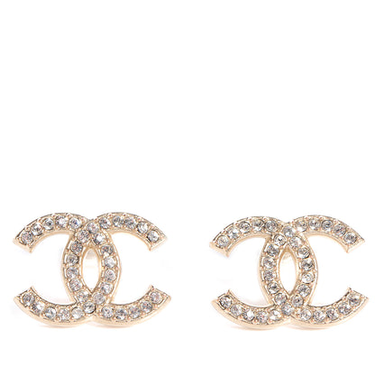 Chanel Crystal CC Earrings Brushed Gold 1 of 5