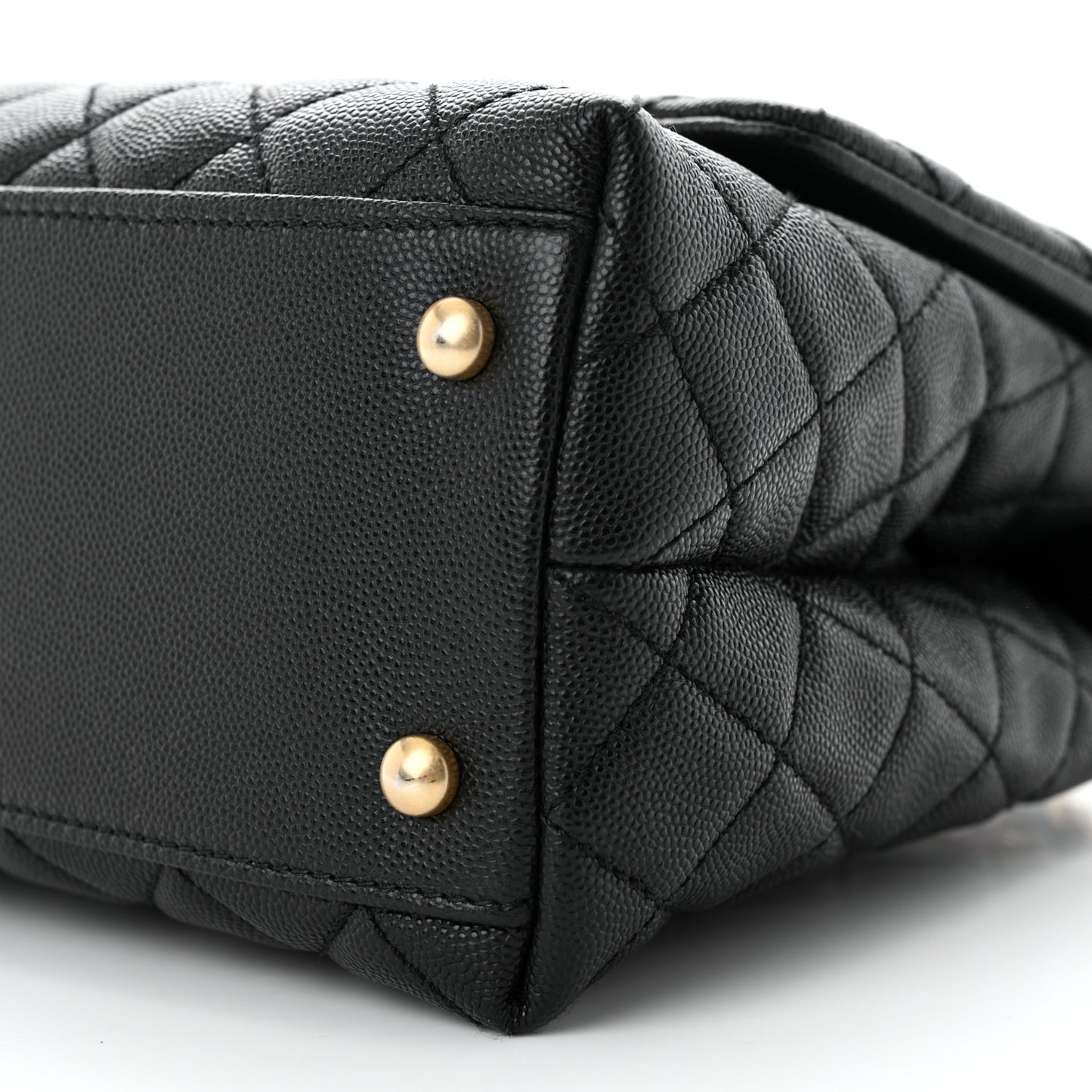 Caviar Lizard Quilted Small Coco Handle Flap Black