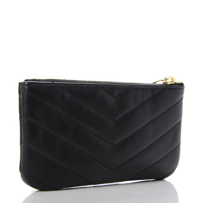 Saint Laurent Calfskin Matelasse Monogram Key Pouch Black 3 of 8