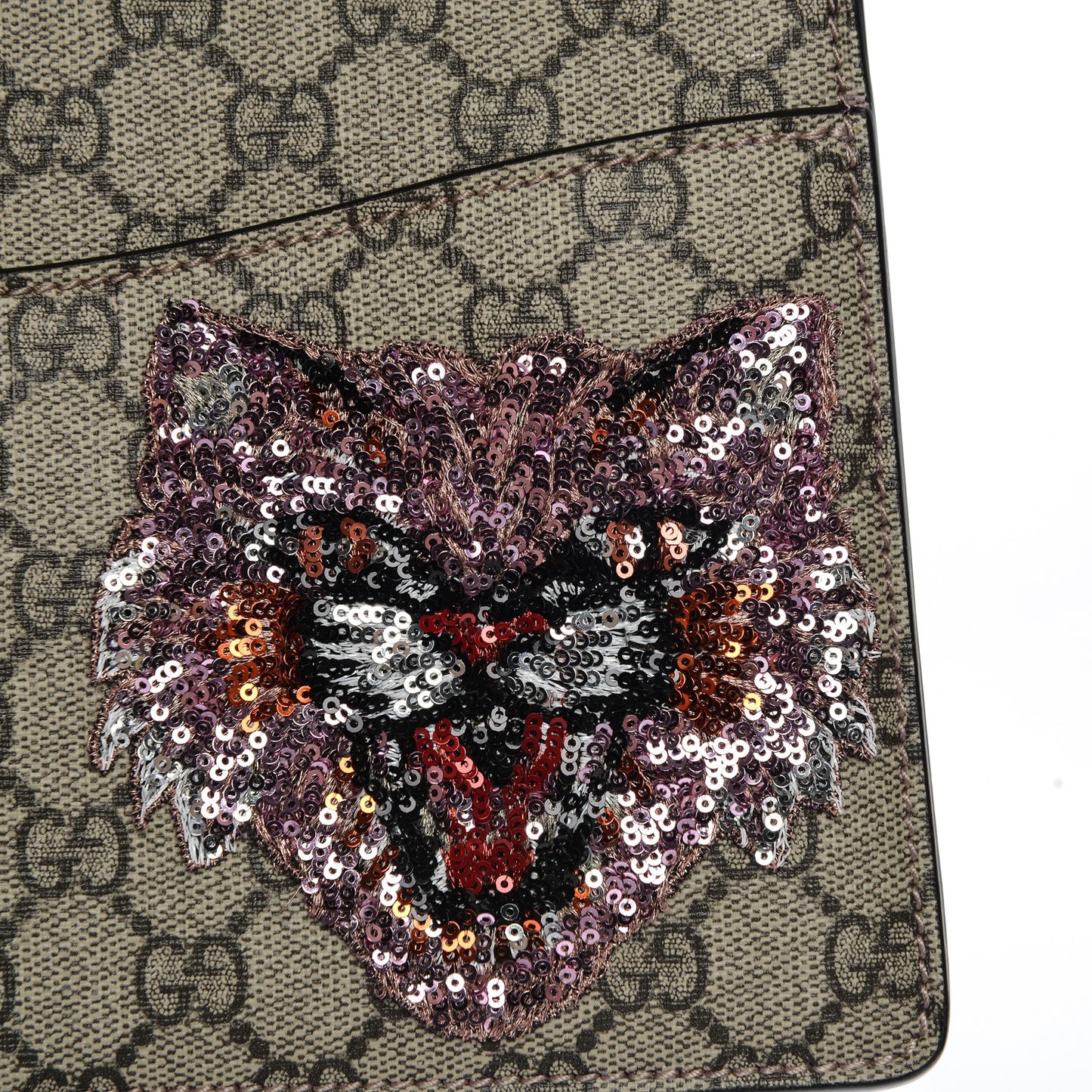 GG Supreme Monogram Embroidered Small Dionysus Shoulder Bag Purple