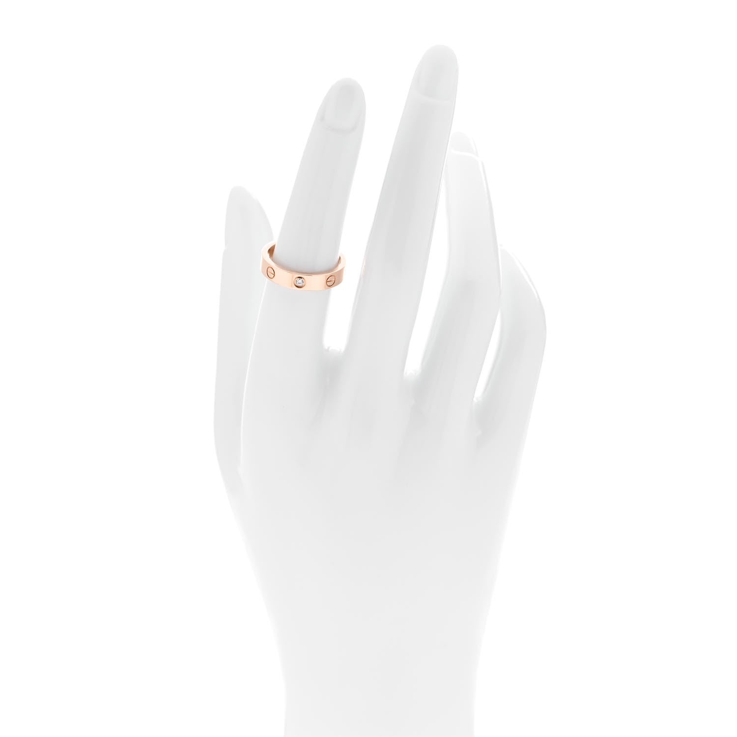 Cartier 18K Pink Gold Diamond 4mm LOVE Wedding Band Ring 53 6.5 2 of 4