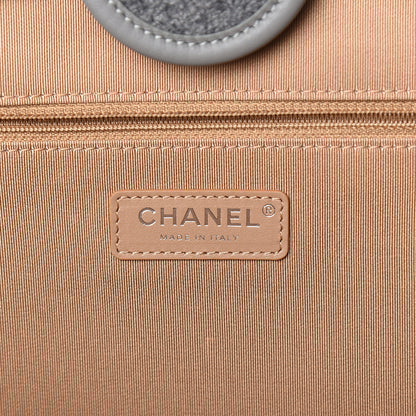 Chanel Wool Felt Large Deauville Tote Grey Beige 5 of 9