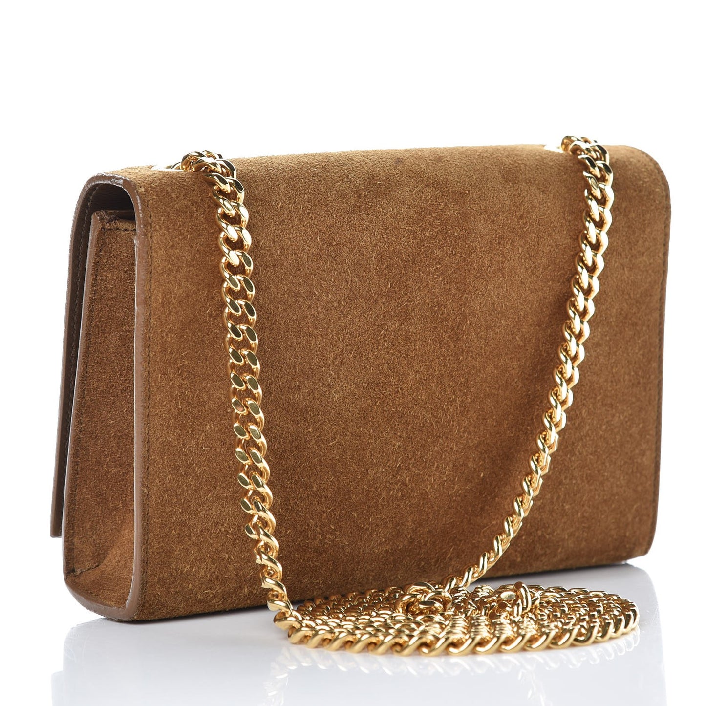 Suede Small Classic Monogram Kate Tassel Satchel Light Ochre