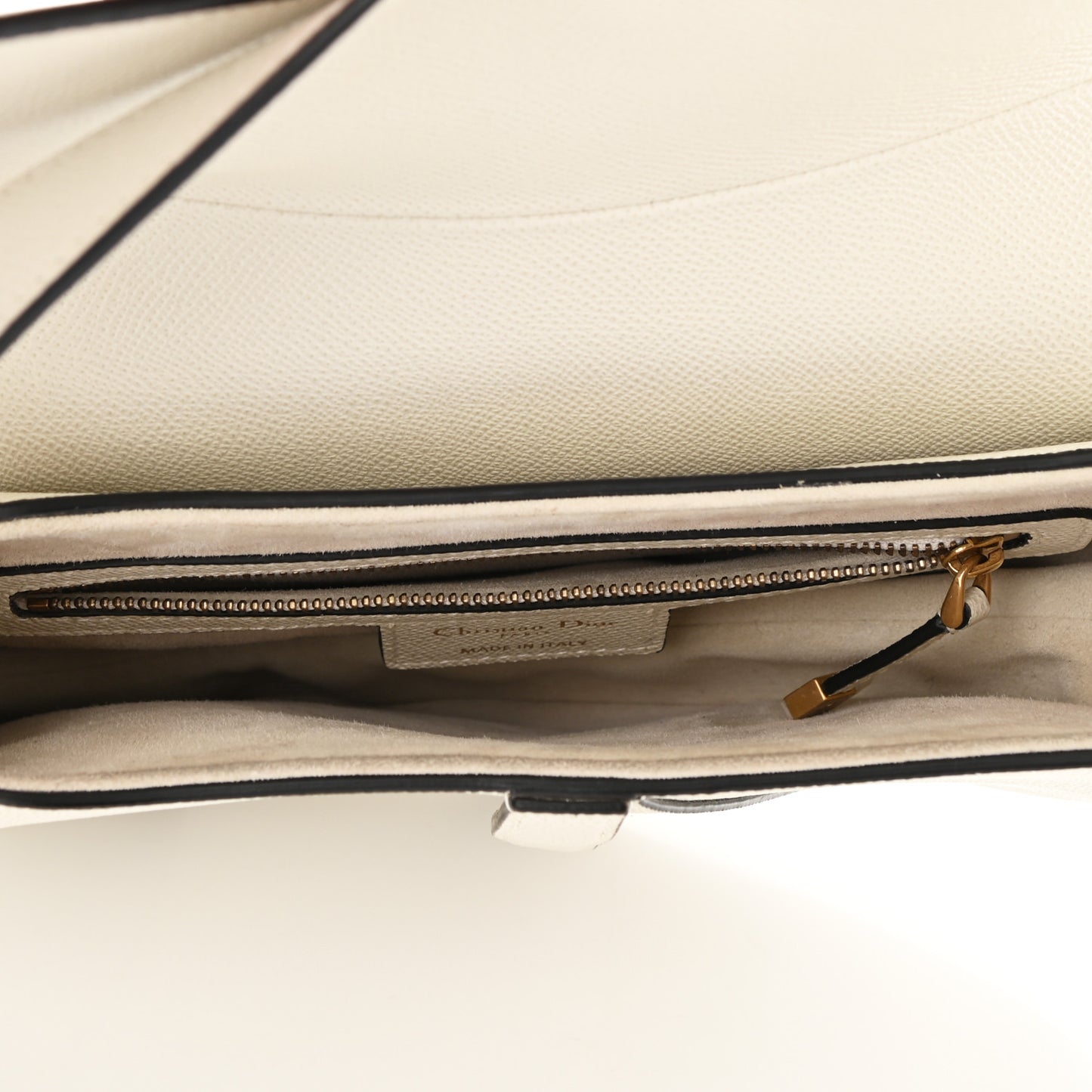 Grained Calfskin Saddle Bag White