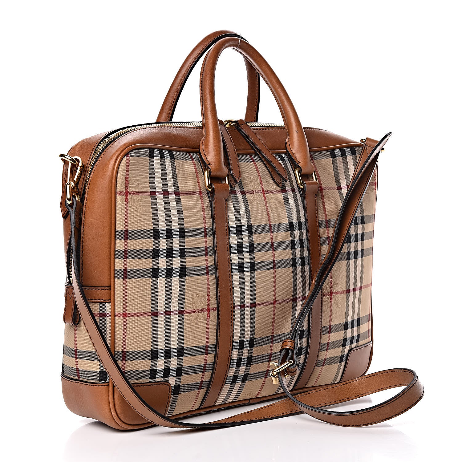 Burberry Nylon Horseferry Check Newburg Briefcase Tan 3 of 13