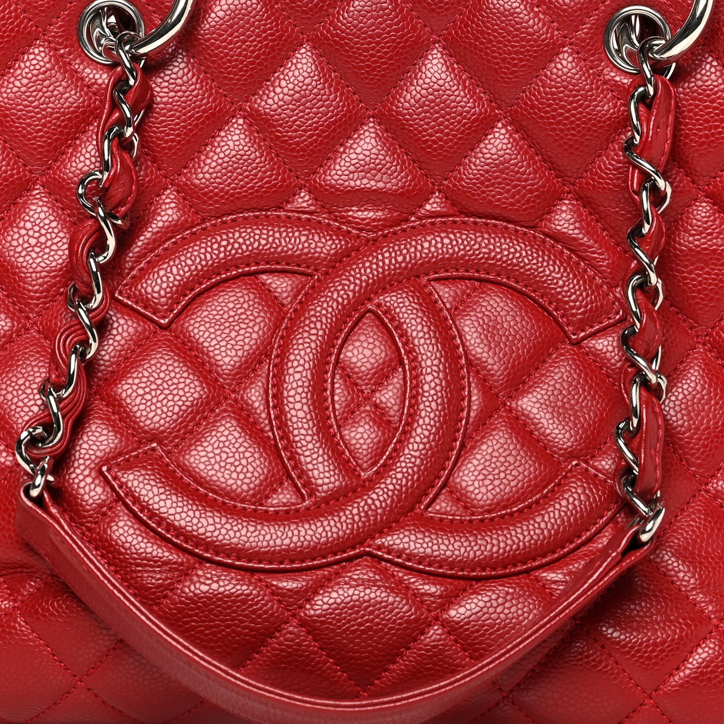 Caviar Quilted Grand Shopping Tote GST Red