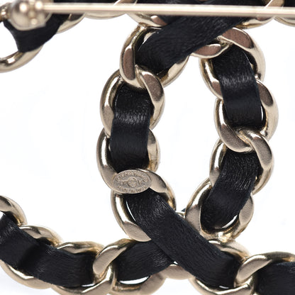 Chanel Lambskin Chain CC Brooch Black Gold 4 of 5