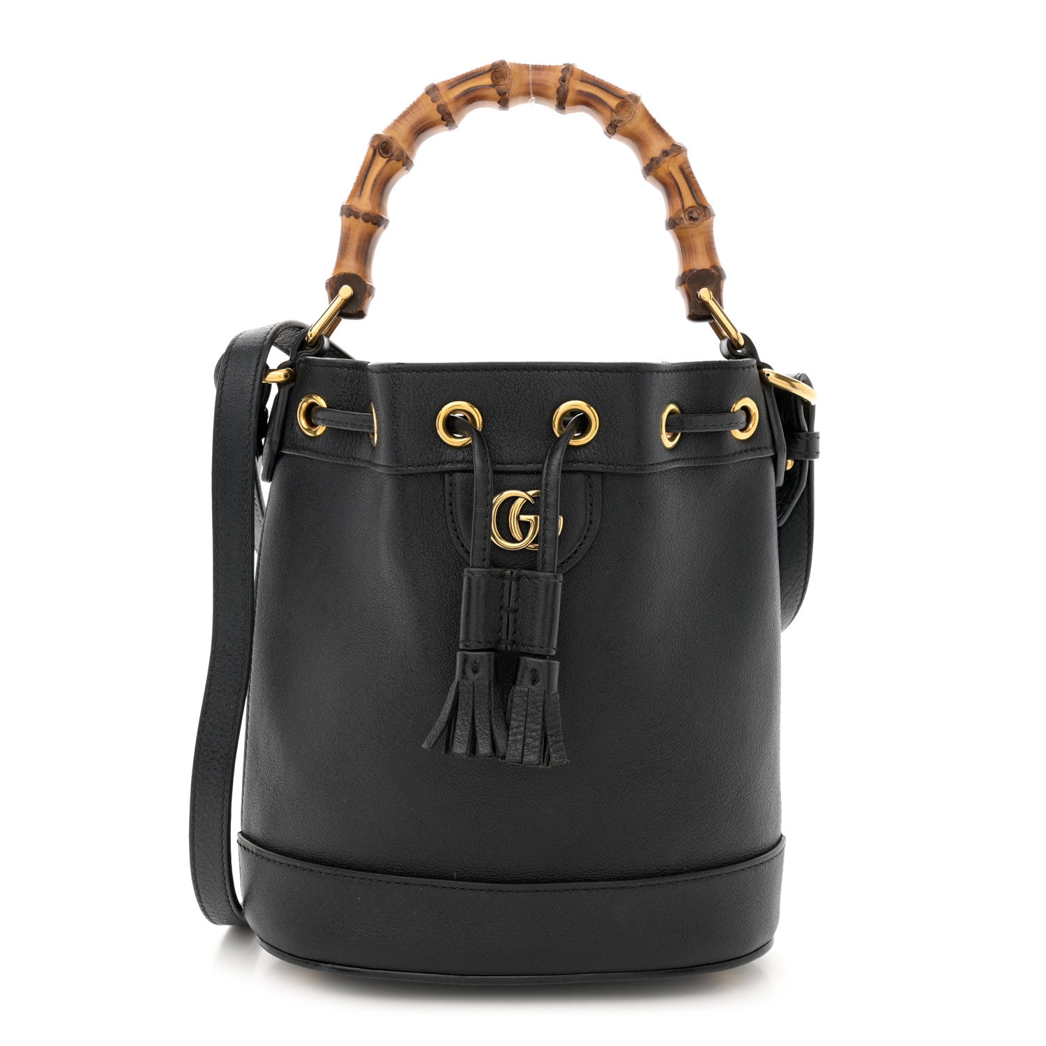Gucci Softy Wonka Textured Dollar Calfskin Mini Diana Bucket Bag Black 1 of 12