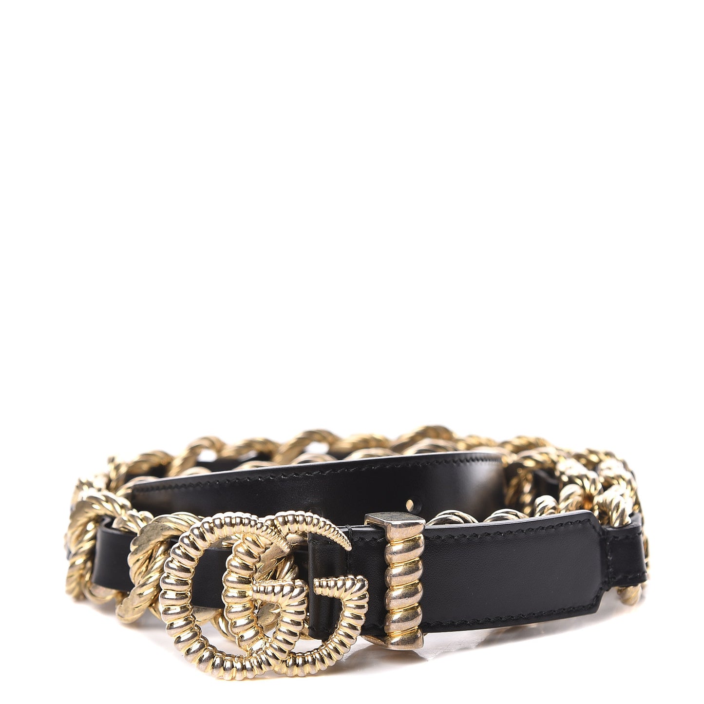 Calfskin Torchon Double G Chain 25mm Belt 90 36 Black