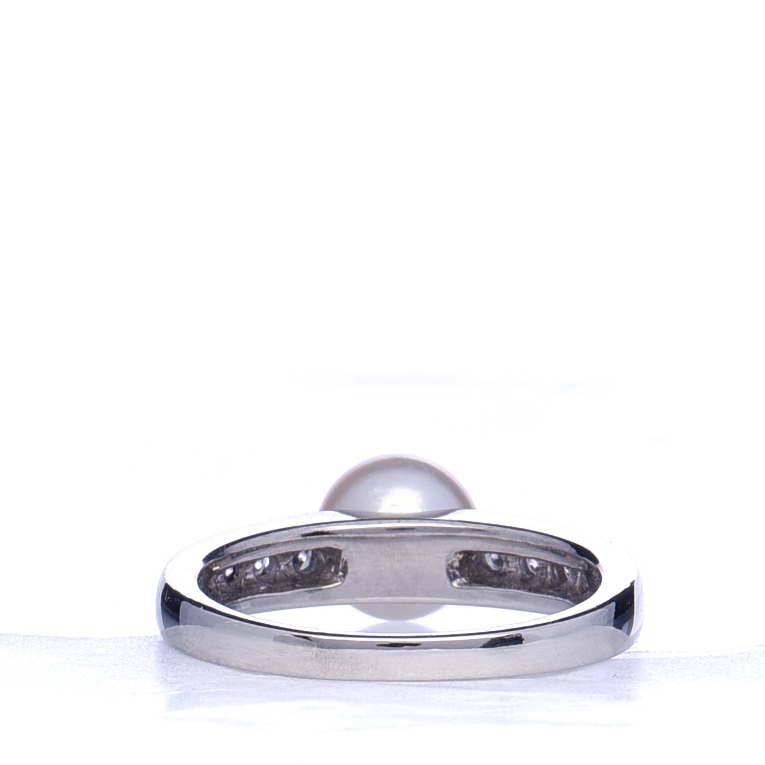 Mikimoto Platinum Diamond Akoya Pearl 7mm Ring 50 5.25 4 of 5