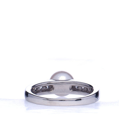 Mikimoto Platinum Diamond Akoya Pearl 7mm Ring 50 5.25 4 of 5