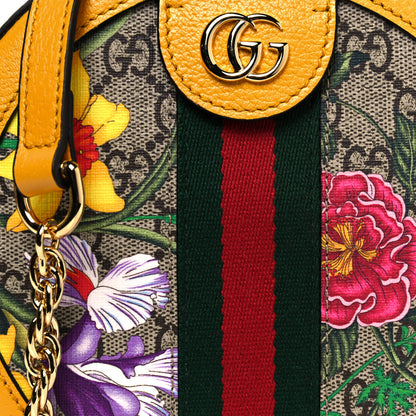 Gucci GG Supreme Monogram Flora Web Mini Ophidia Round Shoulder Bag Beige Multicolor Crop 8 of 11