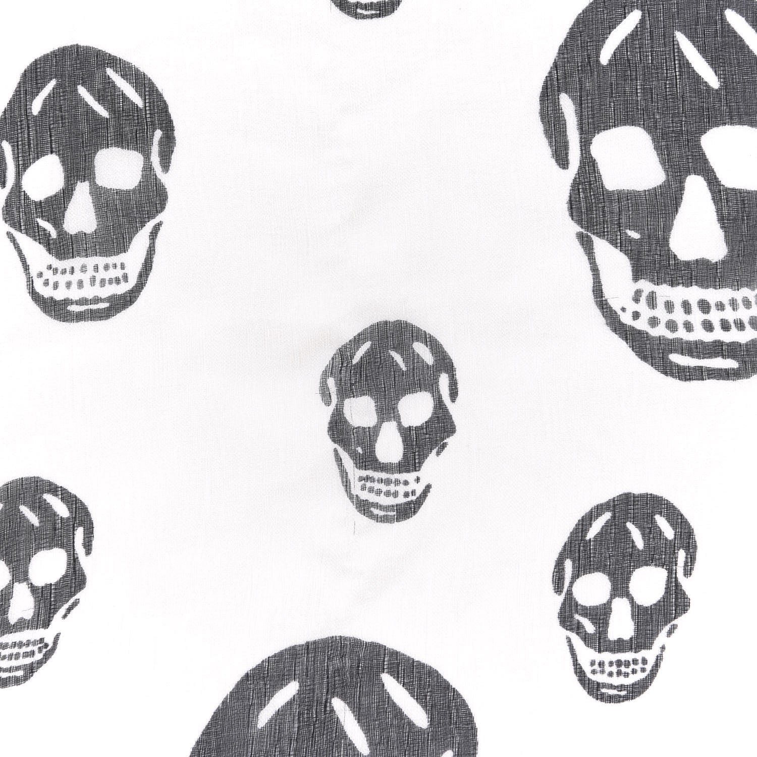 Alexander McQueen Silk Chiffon Skull Scarf Ivory Black 3 of 8