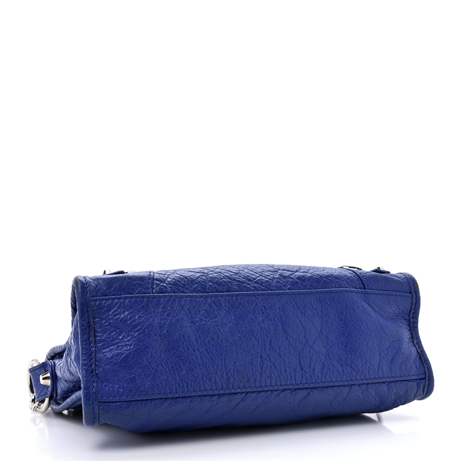 Balenciaga Agneau Classic Silver Hardware Mini City Logo Strap Bleu Electric Black 4 of 16