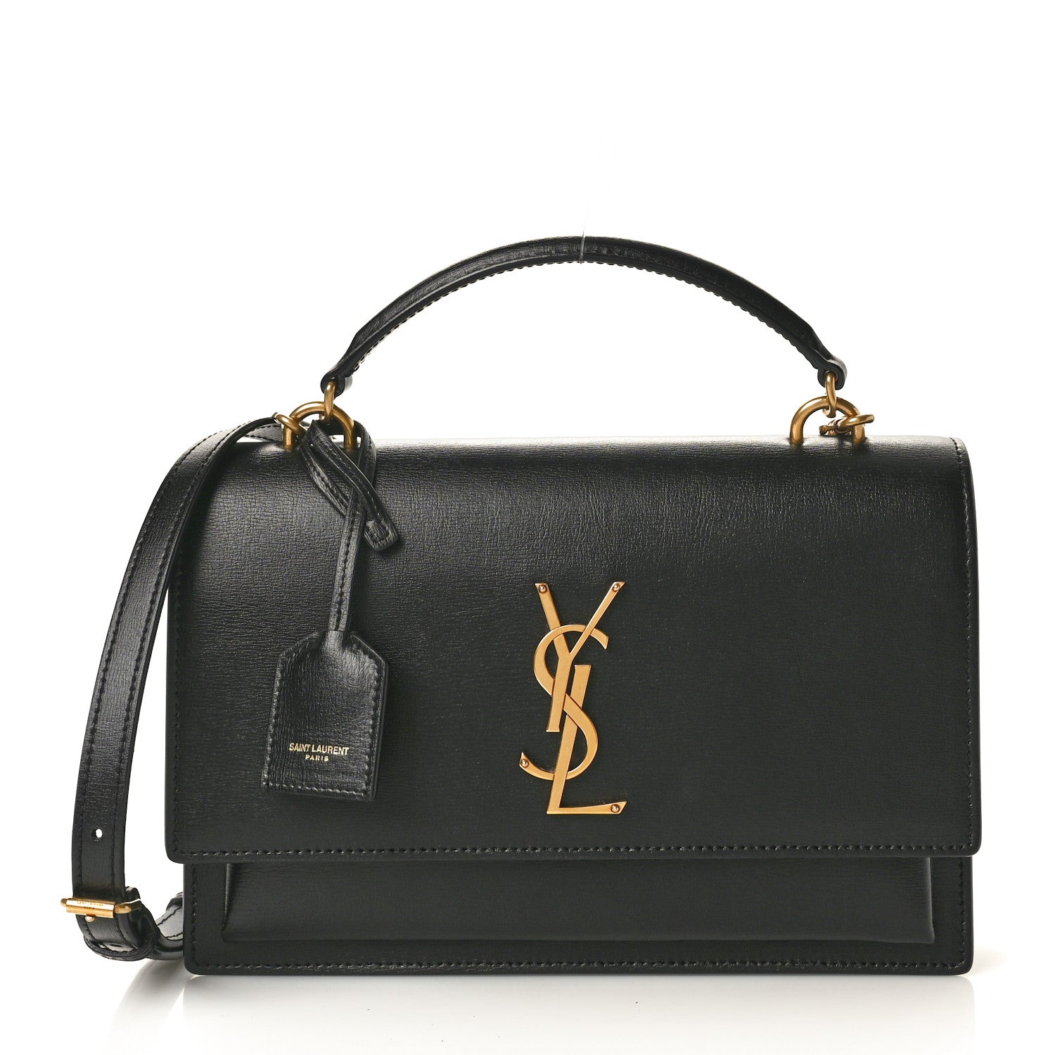 Saint Laurent Smooth Calfskin Medium Monogram Sunset Satchel Black 1 of 10