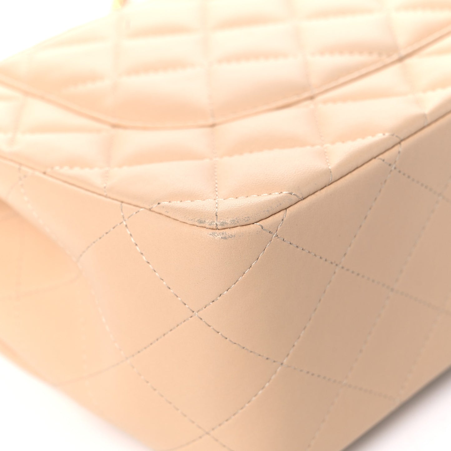 Lambskin Quilted Jumbo Double Flap Beige Clair