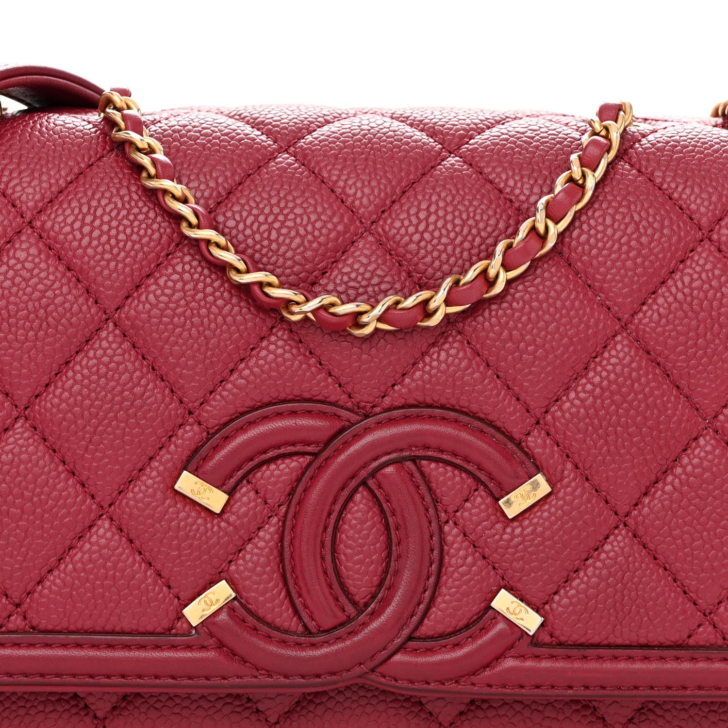 Chanel Caviar Quilted Small CC Filigree Flap Burgundy 8 of 11