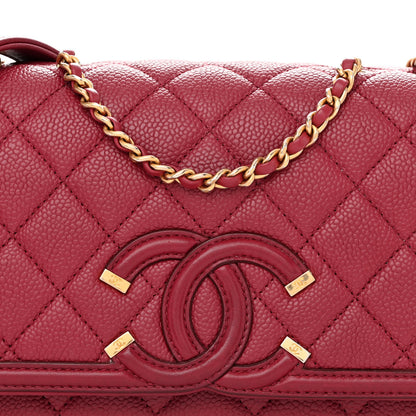 Chanel Caviar Quilted Small CC Filigree Flap Burgundy 8 of 11