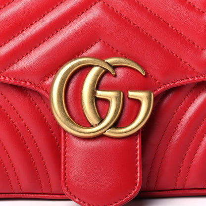 Gucci Calfskin Matelasse Small GG Marmont Shoulder Bag Hibiscus Red 5 of 5