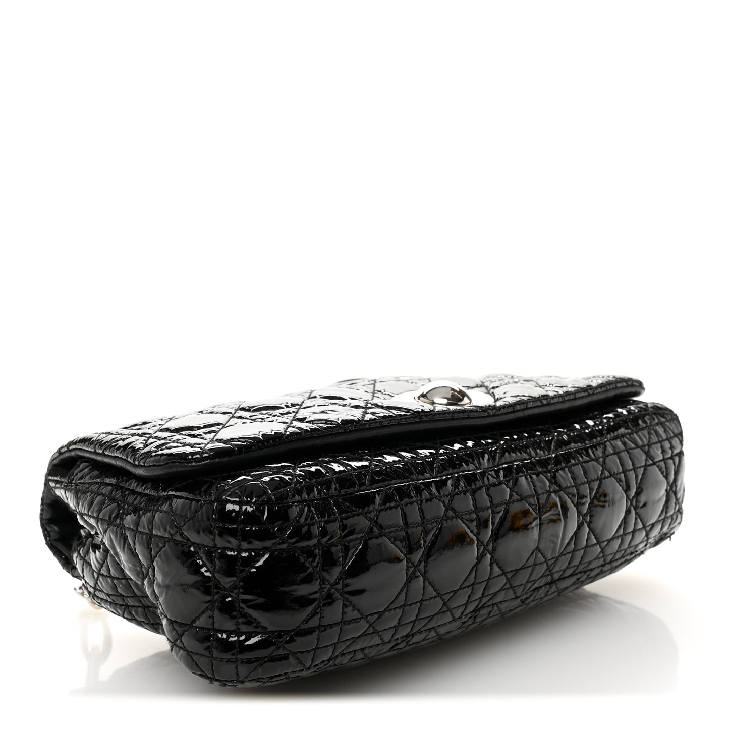 Patent Lambskin Cannage Rendezvous Flap Black