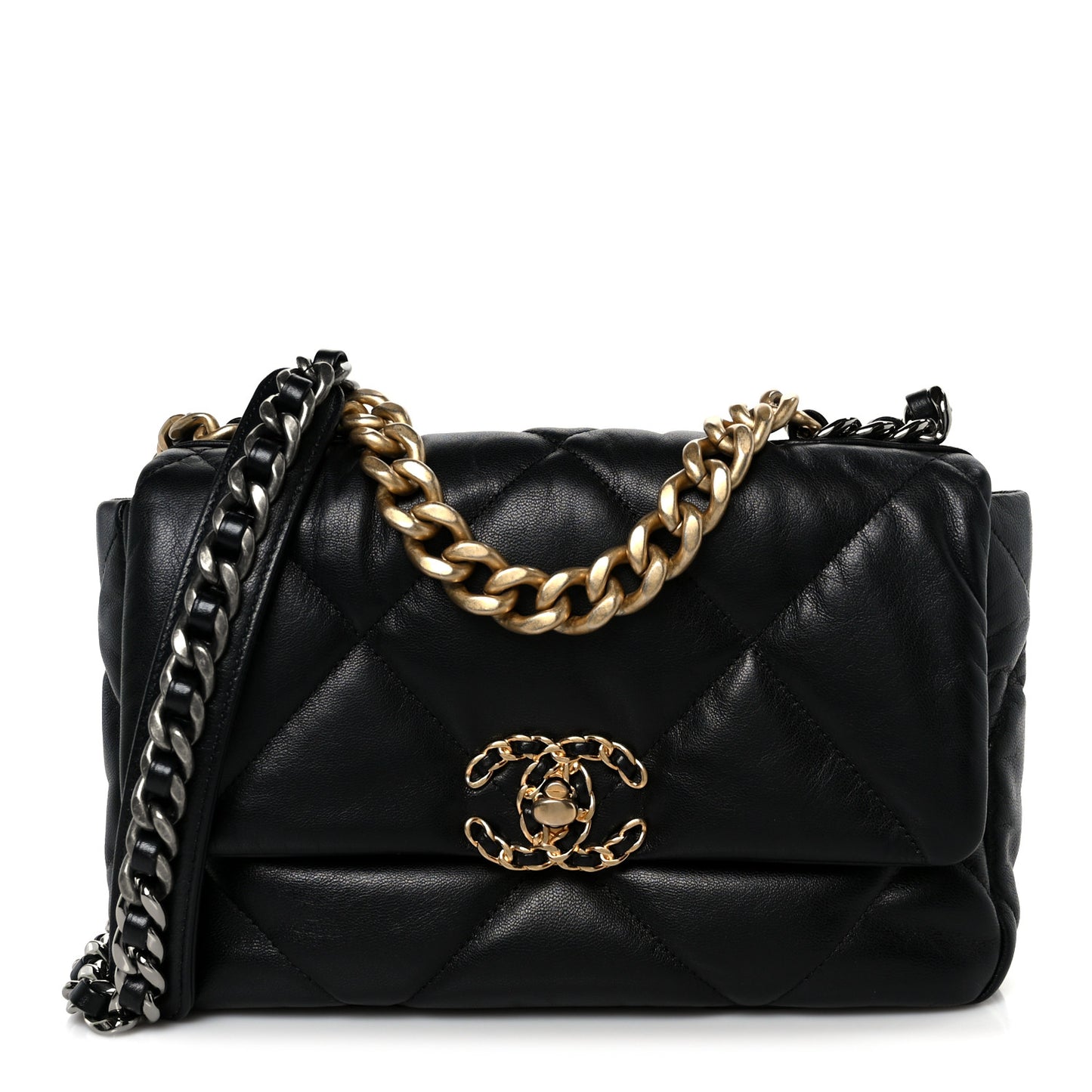 Lambskin Quilted Medium Chanel 19 Flap Black
