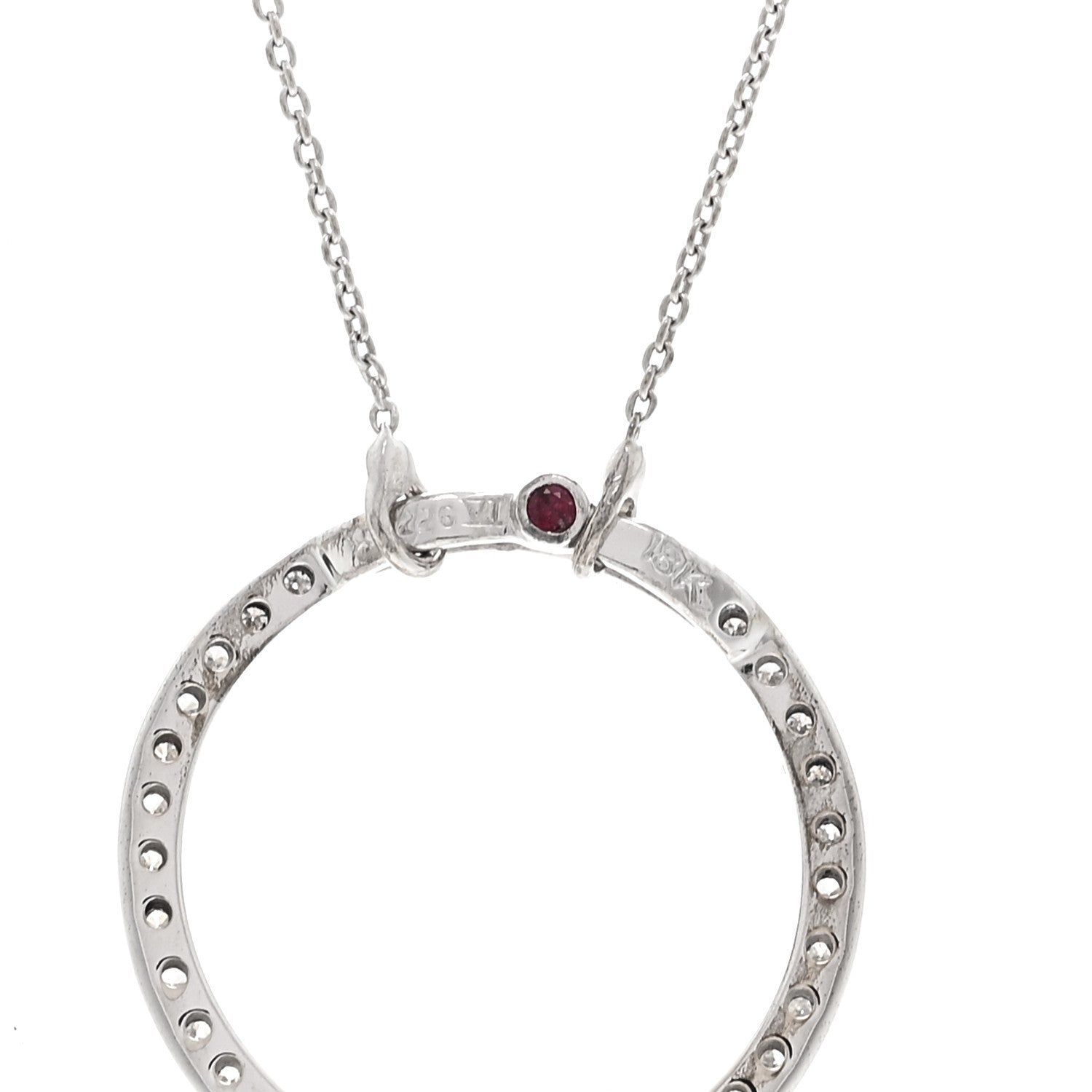 Roberto Coin 18K White Gold Diamond .42ctw Circle Pendant Necklace 4 of 5