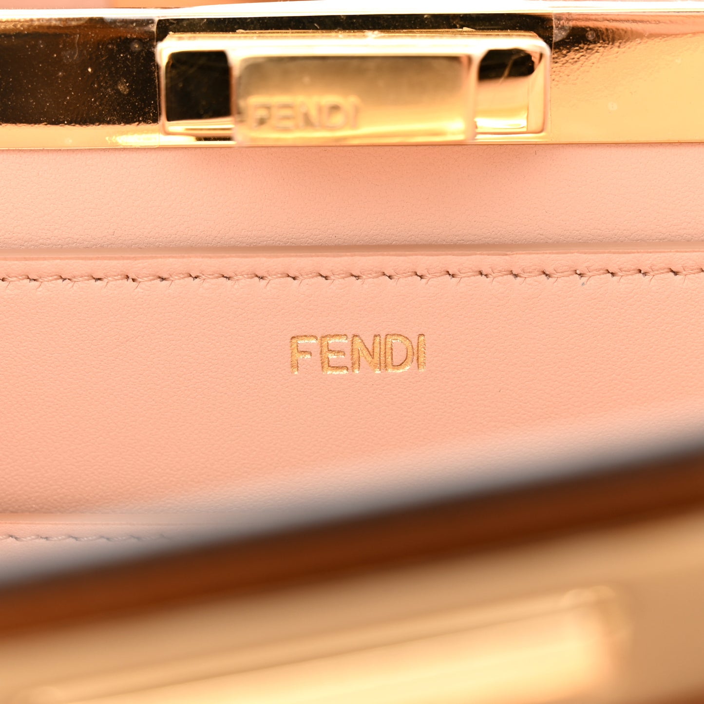 Vitello Seta Shiny Nappa Medium Peekaboo I SEE U Satchel Brandy Light Rose
