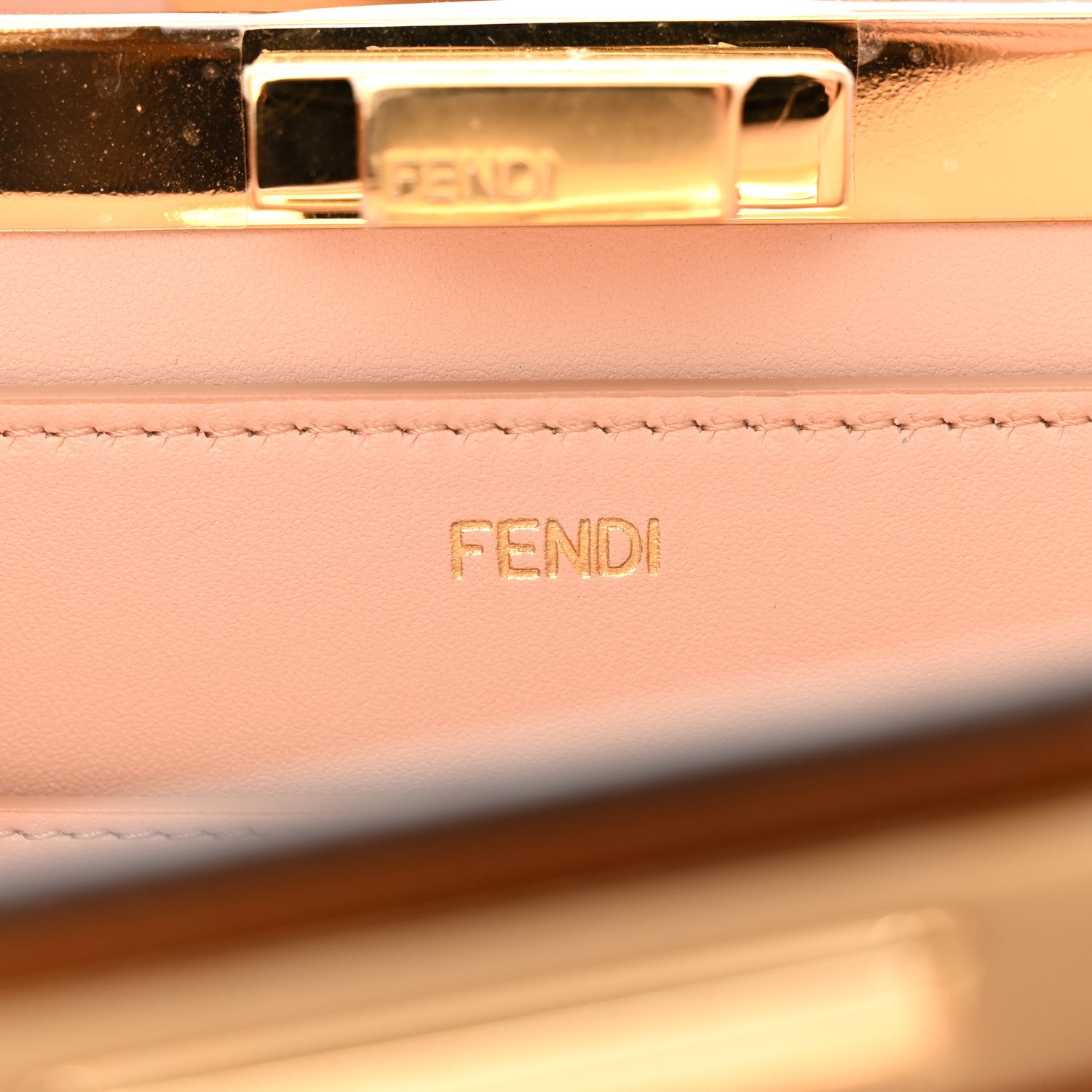 Fendi Vitello Seta Shiny Nappa Medium Peekaboo I SEE U Satchel Brandy Light Rose 7 of 10
